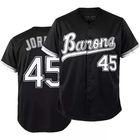 Tocament Birmingham Barons Michael Jordan 45 Baseball Jersey Black or White