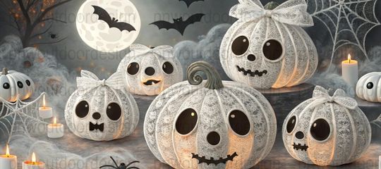 Halloween Tumbler Wrap: Spooky Pumpkin & Ghosts, 40oz Sublimation Design