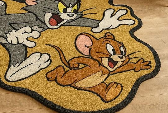 Tom & Jerry Plush Rug: Hand-Tufted Wool Cartoon Art