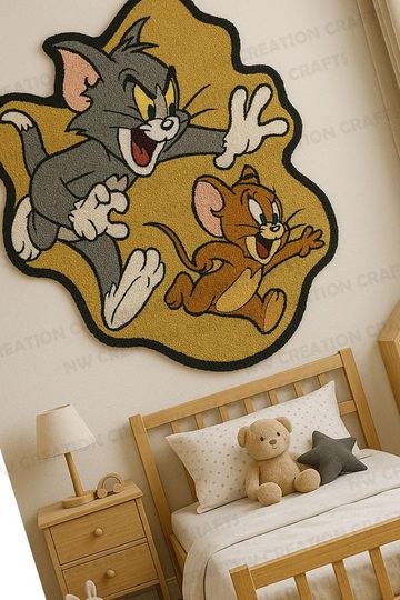 Tom & Jerry Plush Rug: Hand-Tufted Wool Cartoon Art