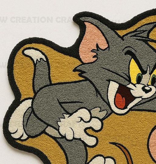Tom & Jerry Plush Rug: Hand-Tufted Wool Cartoon Art