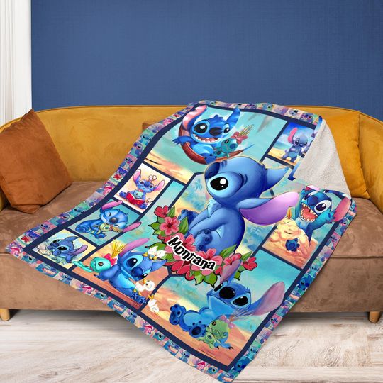 Personalized Lilo & Stitch Quilt Blanket: Custom Name