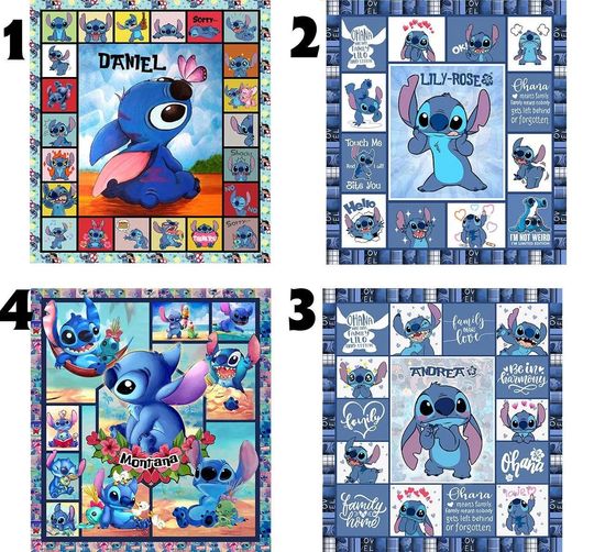 Personalized Lilo & Stitch Quilt Blanket: Custom Name