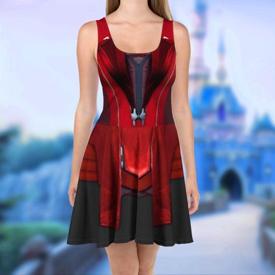 Scarlet Witch Running Costume Women's Skater Dress