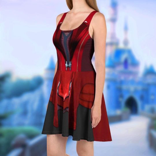 Scarlet Witch Running Costume Women's Skater Dress