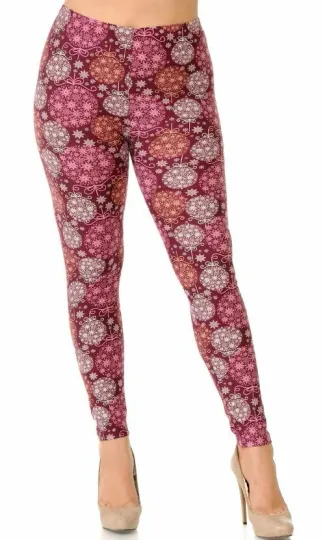 Buttery Soft Festive Snowflake Ornaments Leggings