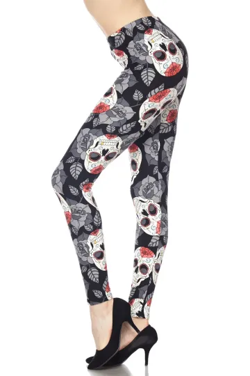Buttery Soft Rosette Sugar Skull Leggings