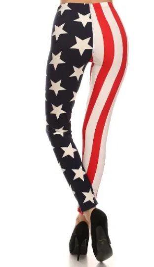 Buttery Soft Split USA Flag Leggings