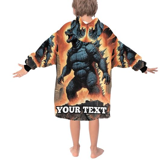 god zilla Kids Hoodie Blanket Gift Personalized Hooded Blankets Gojira