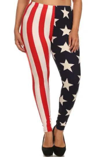 Buttery Soft Split USA Flag Leggings