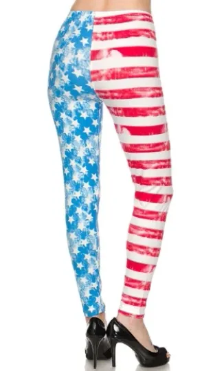 Buttery Soft Vintage Pastel USA Flag Leggings