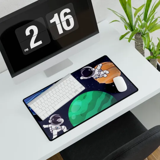 Cosmic Adventure Desk Mat - Space Theme, Gaming Accessory, Office Decor