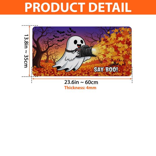 Funny Ghost Desk Mat: Spooky Halloween Office Decor