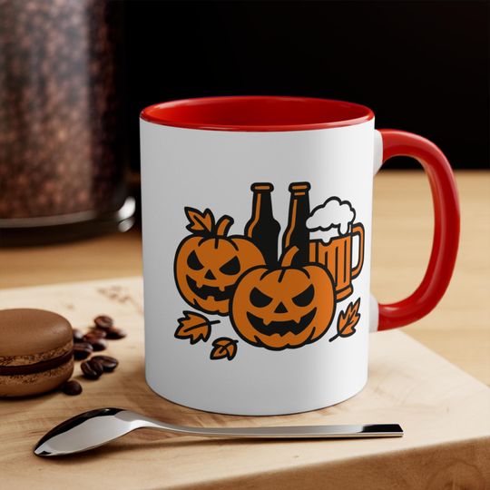 Halloween Accent Mug: Spooky Ghost & Pumpkin Decor