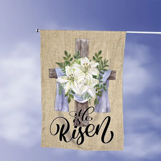 Happy Easter Garden Flag, He Is Risen Flag, Christian Flag, Jesus Religious Flag
