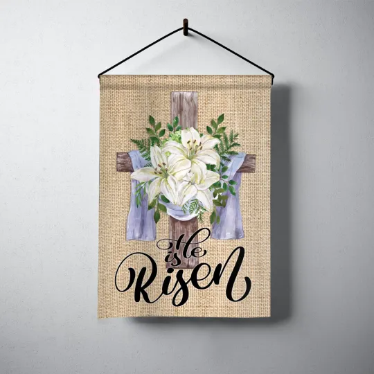 Happy Easter Garden Flag, He Is Risen Flag, Christian Flag, Jesus Religious Flag