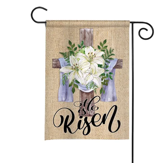 Happy Easter Garden Flag, He Is Risen Flag, Christian Flag, Jesus Religious Flag