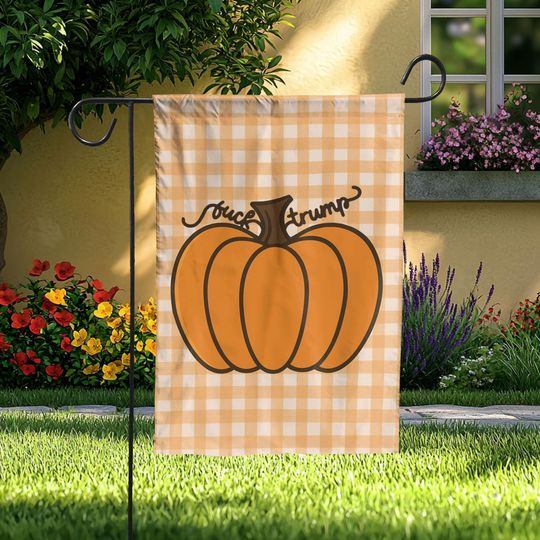 Discover F*ck Trump Autumn Pumpkin Garden Flag, Liberal Fall Decor, FDT Outdoor Banner, Harvest Home Decoration, Thanksgiving Garden Sign