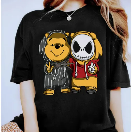 Discover Pooh and Jackskellington Friends Unisex T shirt Adult Shirt T-shirt
