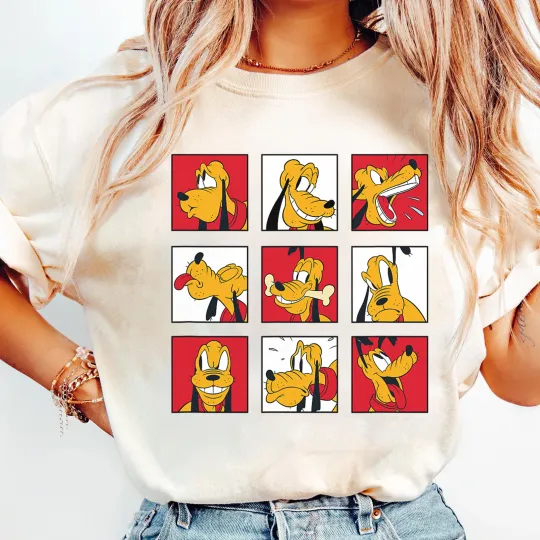 Discover Disney Pluto Grid of Emotions T-Shirt Unisex Adult T-shirt Kid Shirt
