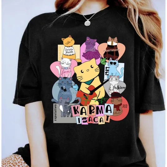 Discover Karma Is A Cat Shirt Cat Lover Unisex Adult Kid Shirt