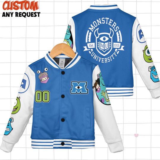 Discover Custom Monster University Uniform Varsity Jacket, Baseball Outfit, Personalized Disney Jacket, Baseball Team Outfit, Disney Uniform Varsity