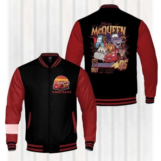 Custom Lightning McQueen Baseball Jacket, Disney Cars Halloween Jacket Men, Racing Jacket, Trick or Treat Streetwear, Cars Love Gifts
