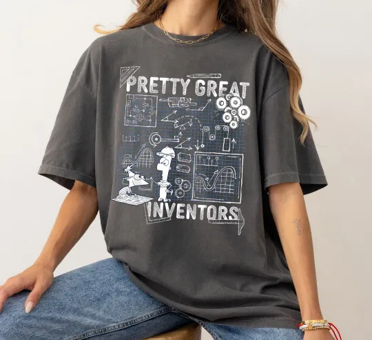 Discover Disney Phineas And Ferb Inventions Schematic Shirt Unisex Adult Kid Shirt
