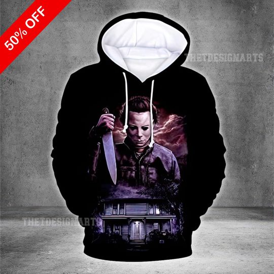 Discover Michael Myers Hoodie 3D Print, Horror Movie Cosplay Costume for Halloween Party Gift, Cosplay and Halloween Gift