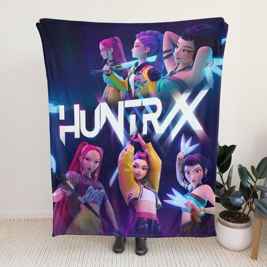 Discover Kpop Demon Huntrix Blanket, Kpop Fun Gift, Cozy K-Pop Demon Hunters Huntrix Blanket, Huntrix Rumi,Mira,Zoey Blanket, Gift for Huntrix Fans
