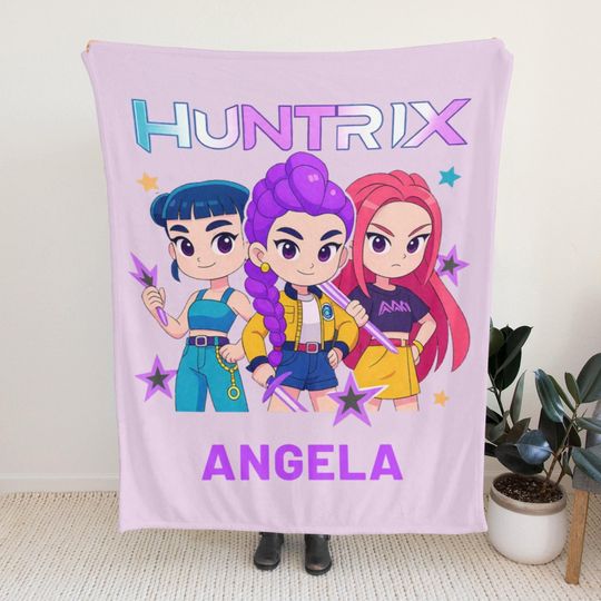 Discover Custom Kpop Demon Huntrix Blanket, Kpop Fun Gift, Cozy K-Pop Demon Hunters Huntrix Blanket, Huntrix Rumi,Mira,Zoey Blanket, for Huntrix Fans