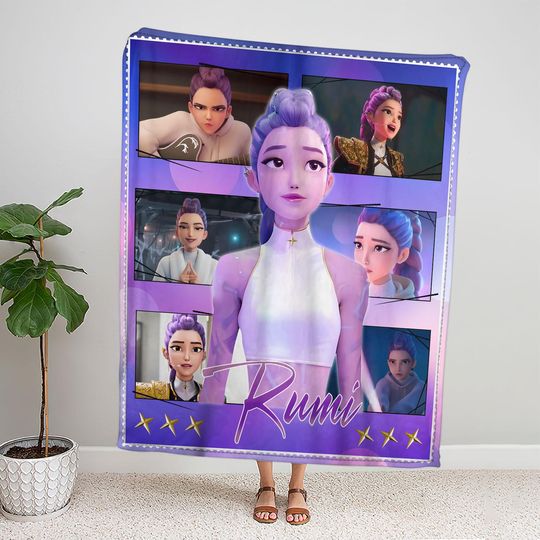 Discover Rumi Kpop Demon Hunter Blanket, Saja Boys Blanket, Huntrix Rumi Mira Zoey Blanket, Gift for Huntrix Fans, Kpop Fan Gift, Halloween Gift