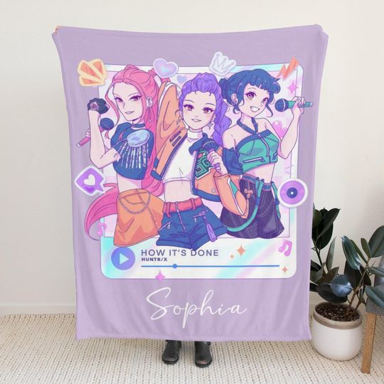 Discover Custom Kpop Demon Hunter Blanket, Huntrix Song Blanket, Personlized Gift for Fans, Girl Room Decor, Kpop Fun Gift,Birthday Gift fot Daughter