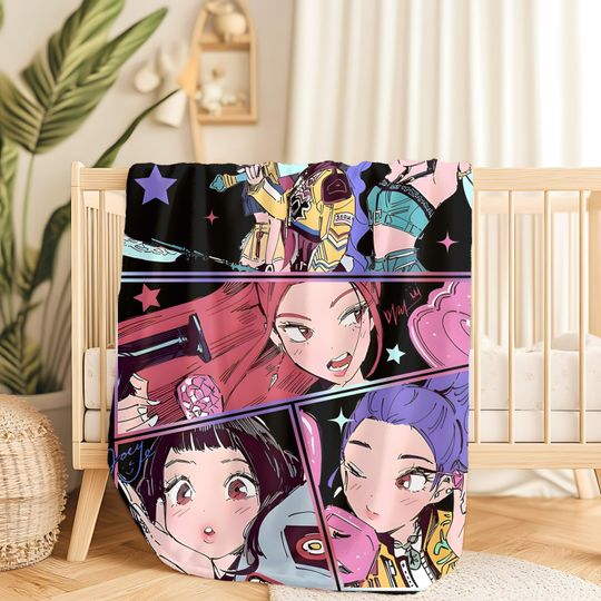 Discover K-Pop Demon Hunters Blanket, Kpop Fan Gift, ACozy Huntrix Blanket, Anime Inspired