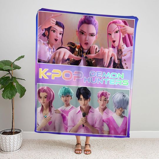 Discover Kpop Demon Hunter Blanket, Saja Boys Blanket, Huntrix Rumi Mira Zoey Blanket, Gift for Huntrix Fans, Kpop Fan Gift, Halloween Gift