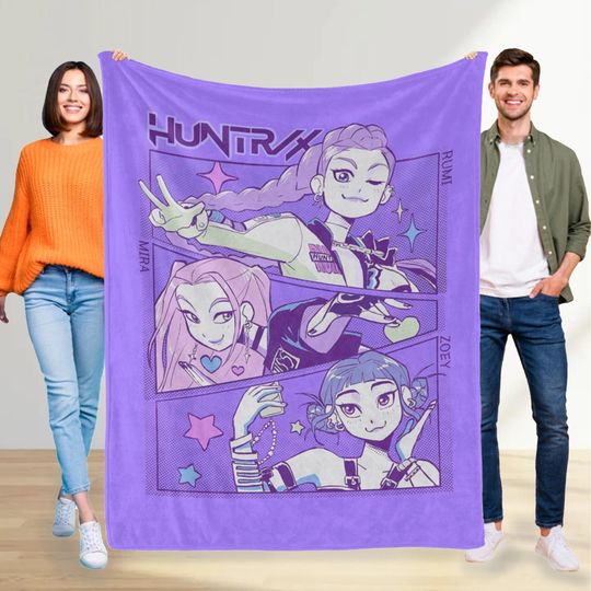 Discover Kpop Huntrix Demon Hunters Blanket,Huntrix Girls Throw, Mira Rumi Joey Blanket,Birthday&Holiday Gifts, Gift For K-pop Fan,Kpop Movie Blanket