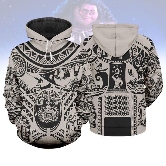 Maui Moana 3D Hoodie, Men Costume 3D T-Shirt, Tattoo Cosplay Shirt