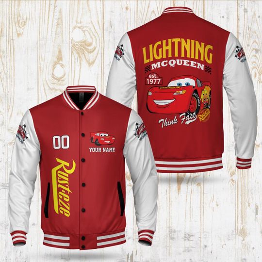 Discover Personalized Lightning McQueen Varsity Jacket: Adult Baseball Team Outfit