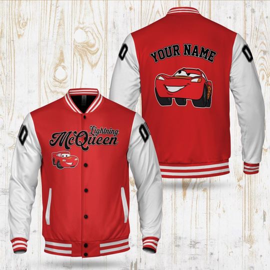 Discover Personalize Lightning Mcqueen Red Varsity Jacket, Adult Varsity Jacket, Baseball Team Outfit, Disney Uniform Varsity