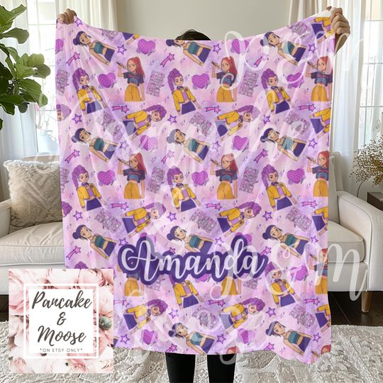 Discover Personalized Demon Hunters Blanket - Custom Name Throw for Girls Who Love Kpop Inspired Movies - Cozy Fan Gift
