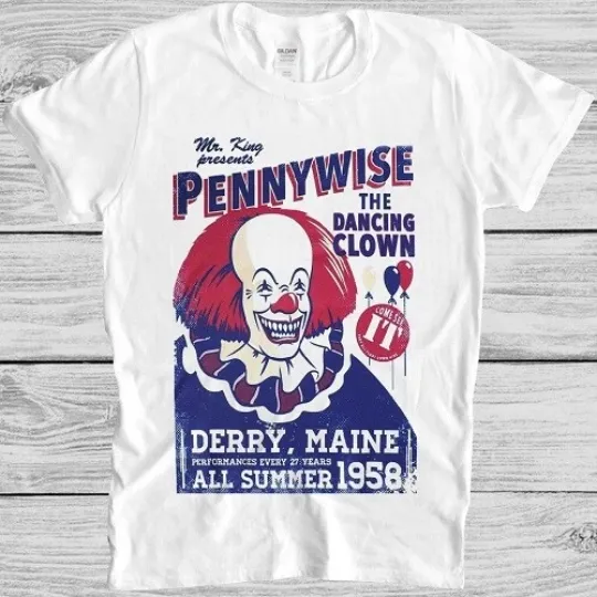Pennywise T-Shirt The Dancing Clown Stephen King It Retro Cool Gift Tee