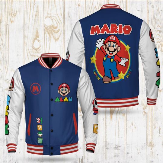 Personalized Super Mario Varsity Jacket: Custom Family Birthday Gift