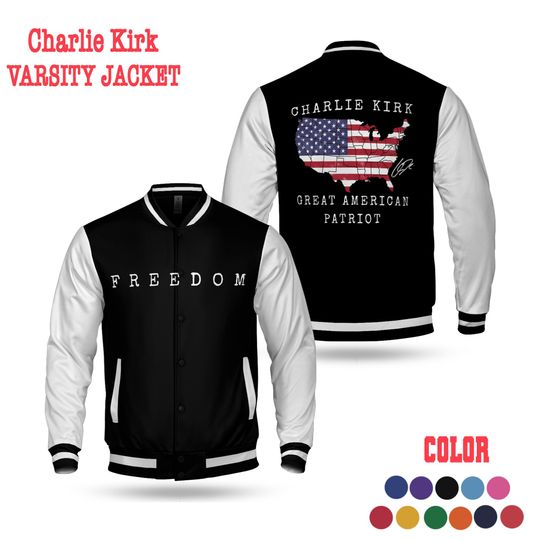 Discover Great America Patriot Charlie Kirk Freedom Varsity Jacket, Justice For Charlie Kirk Unisex Jacket, Varsity Sport Jacket, Trending Shirt