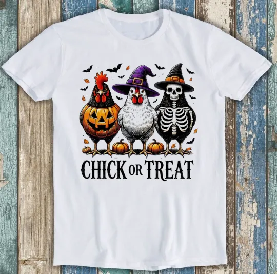 Discover Chick or Treat Halloween Chicken Meme Parody Funny Gift Tee T Shirt M1751