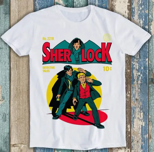 Discover Sherlock Comics Magazine Cover 10c Parody Funny Gift Tee T Shirt M1557