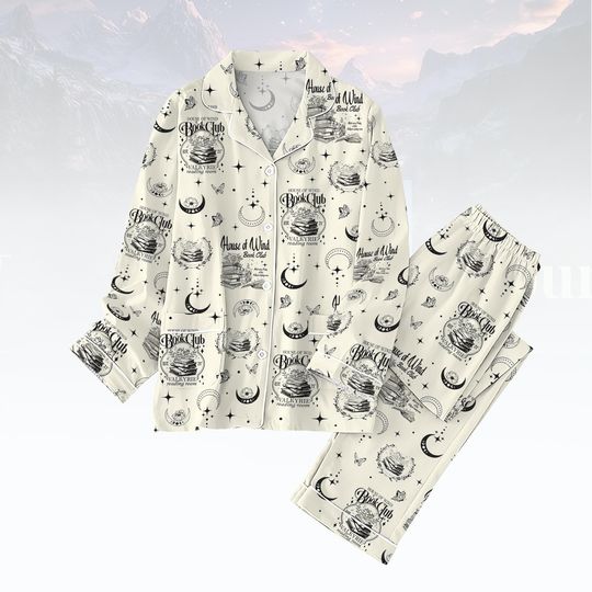 Discover House of Wind Book Club Pajama Set, Cozy Romantasy Pajamas, Book Lover Sleepwear, Valkyrie Fantasy Pajama Gift for Readers