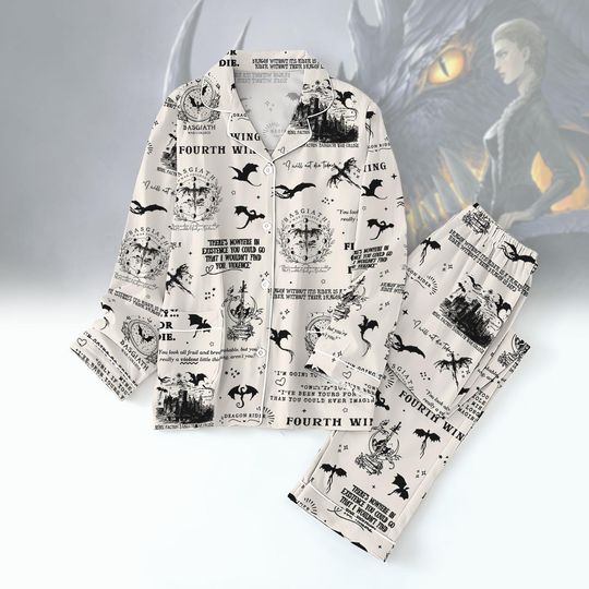 Fourth Wing Basgiath Pajama Set, Dragon Academy Sleepwear, Romantasy Bookish Pajamas
