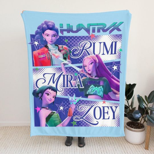 Discover Custom Kpop Demon Huntrix Blanket, Kpop Fun Gift, Cozy K-Pop Demon Hunters Huntrix Blanket, Huntrix Rumi,Mira,Zoey Blanket, for Huntrix Fans