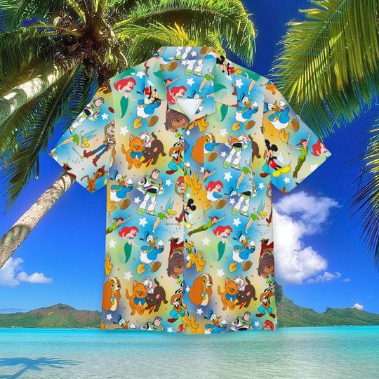 Discover Disney Cruise Hawaiian Shirt Unisex, Button-Down, Luau Beach Party, Summer Vacation Cruise Wear Disney Outfit Mens Disney Shirt
