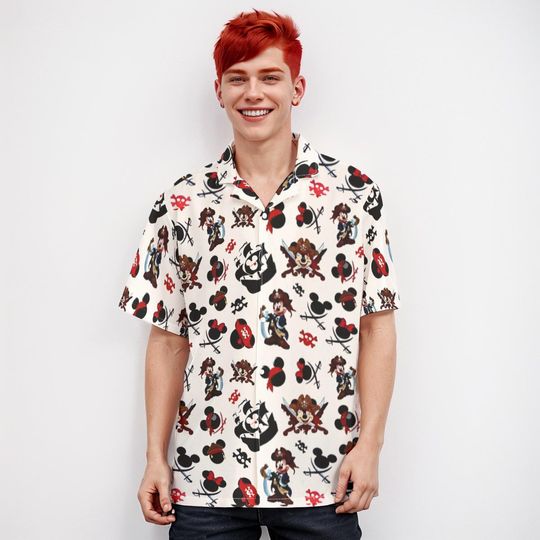 Discover Disney Pirate Night Hawaiian Shirt , Mickey Pirate Cotton Hawaiian Shirt for Disney Cruise , Pirate Costume Shirt ,vacation button shirt